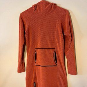 Melanzana Micro Grid Hoodie Dress Size Small Orange